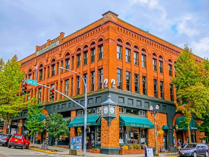 Historic brick building in Bellingham Fairhaven district